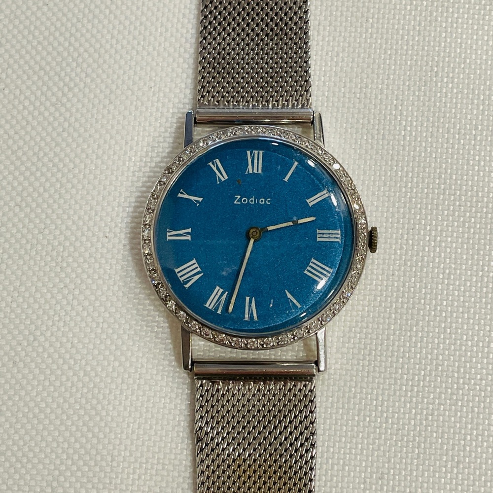 Vintage 14k Gold Zodiac Watch With Diamonds Mechanical Movement
